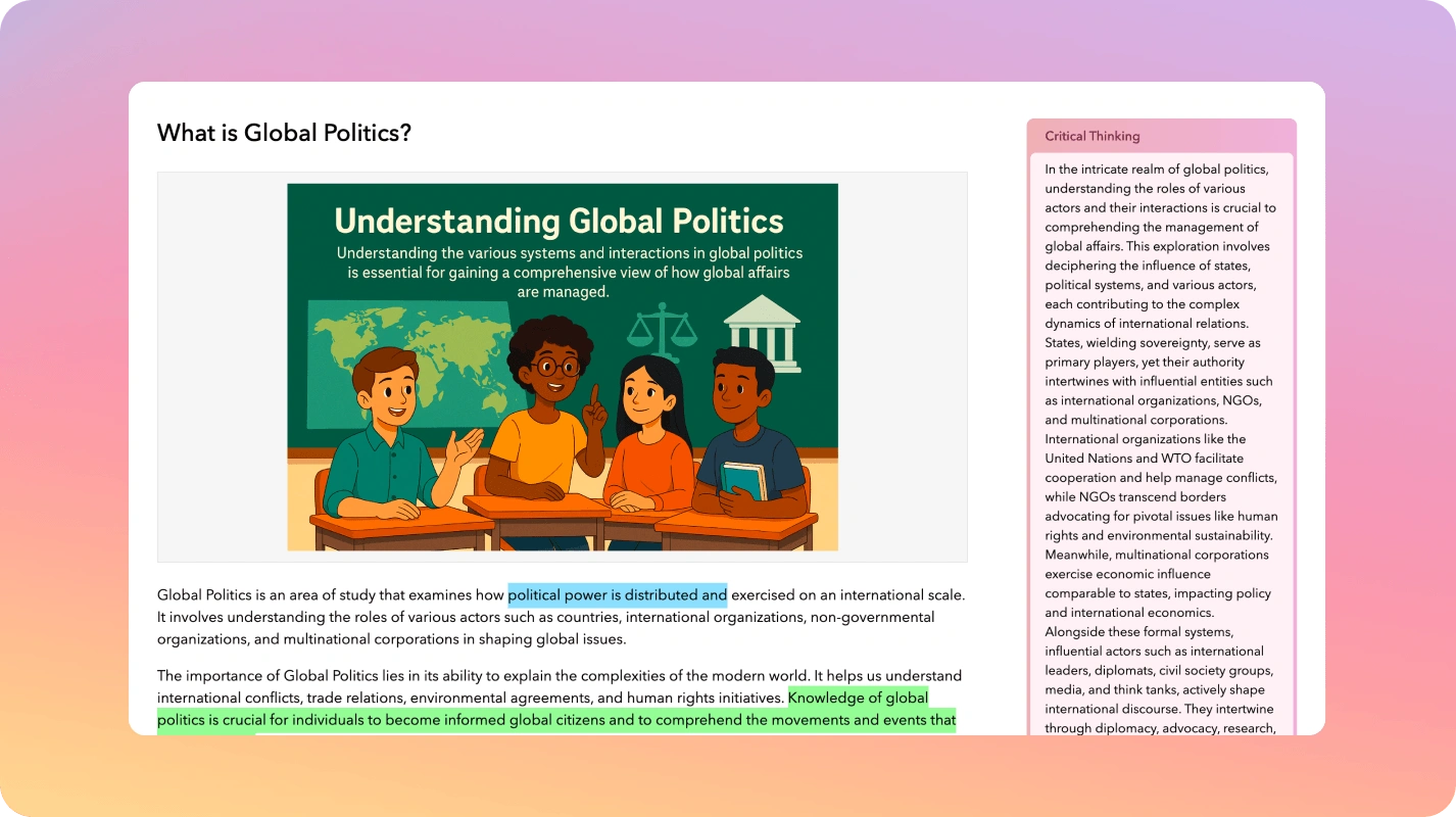 All four concepts, taught through current case studies